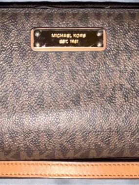 Michael Kors Brown Signature Crossbody with Tan Trim